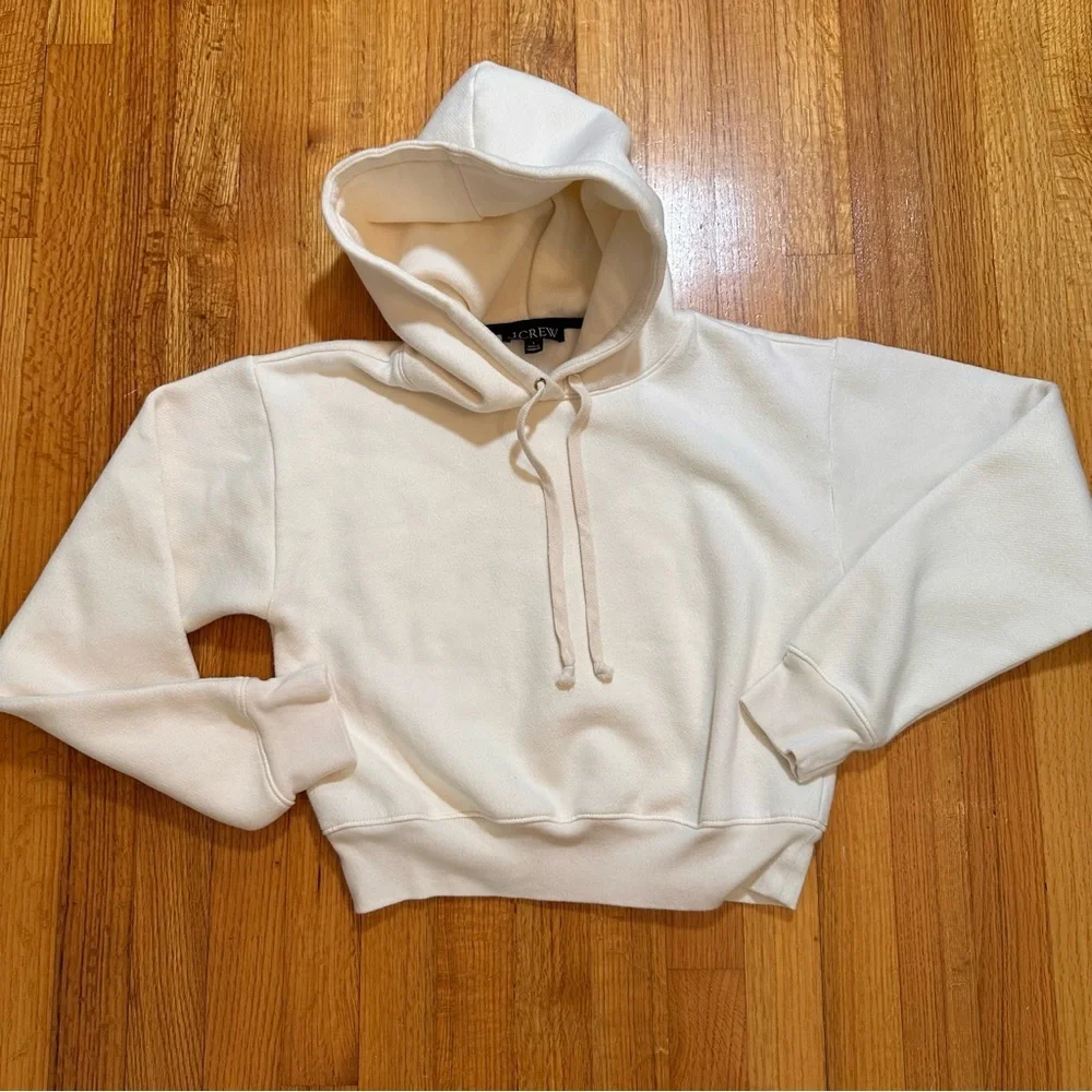J.Crew women's cropped cream hoodie.Size Small